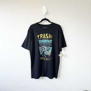 Attic Salt Trashy But Classy Graphic T-Shirt Black Racoons Unisex Size Large NWT